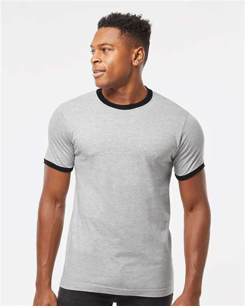 Unisex Fine Jersey Ringer T-Shirt - Heather Grey/ Black