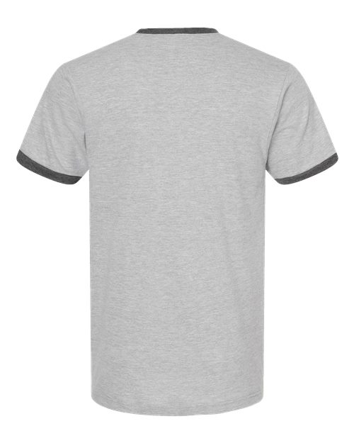 Unisex Fine Jersey Ringer T-Shirt - Heather Grey/ Heather Charcoal