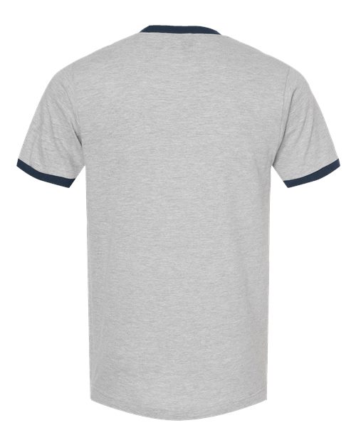 Unisex Fine Jersey Ringer T-Shirt - Heather Grey/ Navy