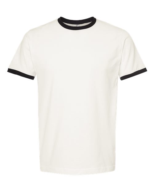 Unisex Fine Jersey Ringer T-Shirt - Vintage White/ Black