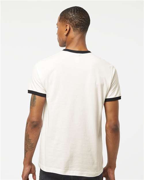 Unisex Fine Jersey Ringer T-Shirt - Vintage White/ Black