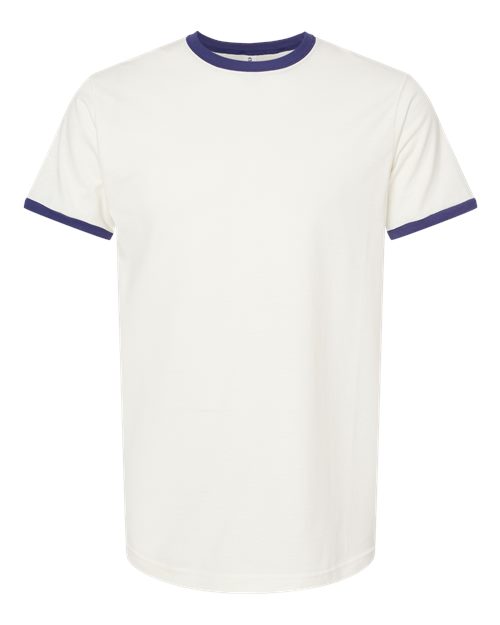 Unisex Fine Jersey Ringer T-Shirt - Vintage White/ Inked India