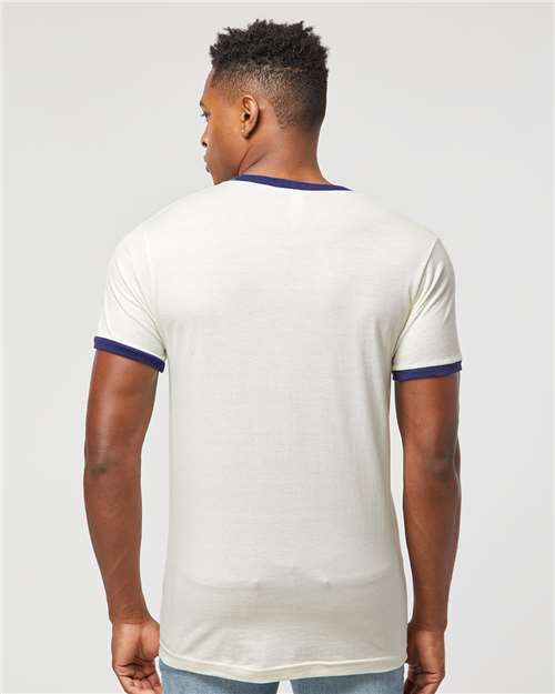 Unisex Fine Jersey Ringer T-Shirt - Vintage White/ Inked India