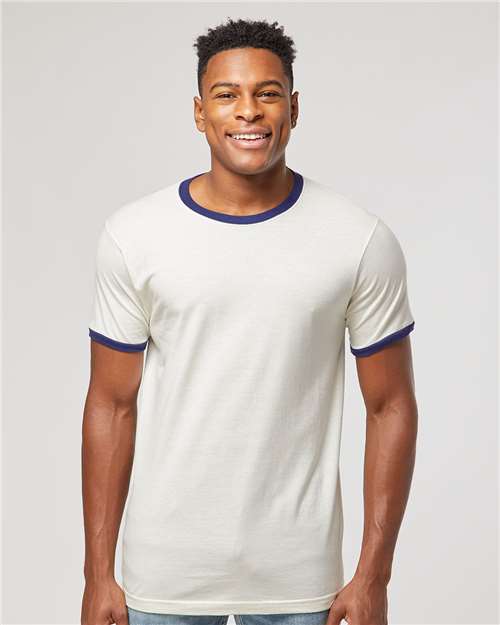 Unisex Fine Jersey Ringer T-Shirt - Vintage White/ Inked India