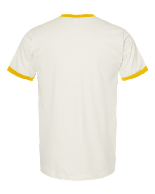 Unisex Fine Jersey Ringer T-Shirt - Vintage White/ Mellow Yellow