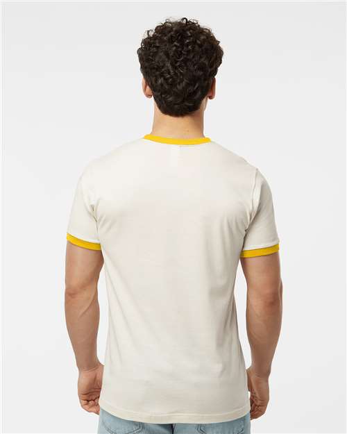 Unisex Fine Jersey Ringer T-Shirt - Vintage White/ Mellow Yellow