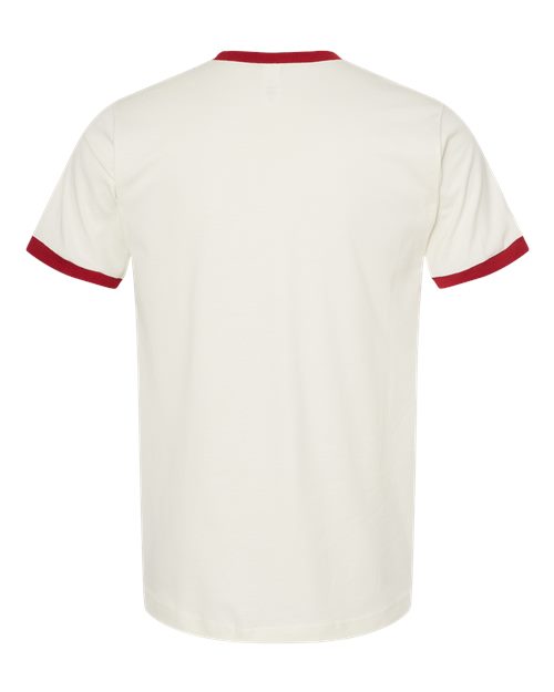 Unisex Fine Jersey Ringer T-Shirt - Vintage White/ Rio Red