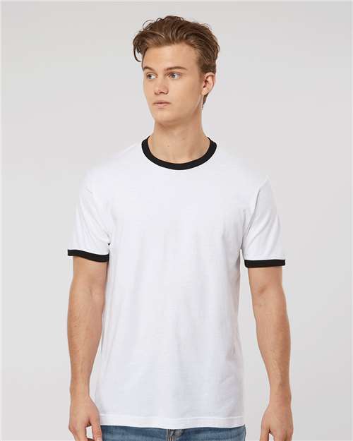 Unisex Fine Jersey Ringer T-Shirt - White/ Black