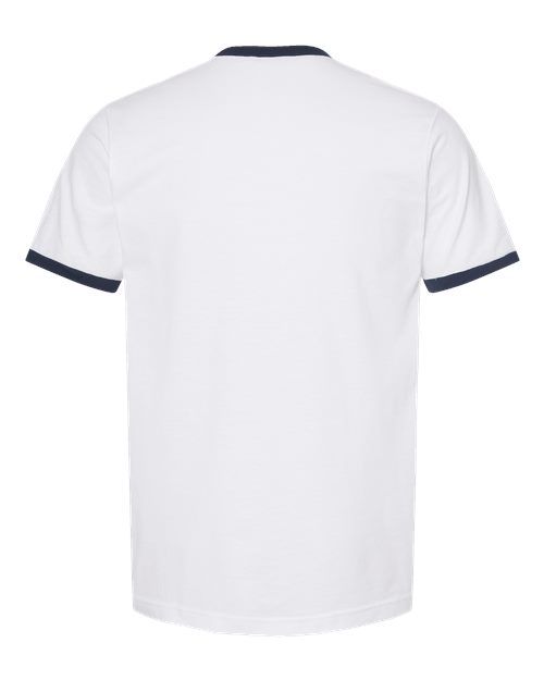 Unisex Fine Jersey Ringer T-Shirt - White/ Navy
