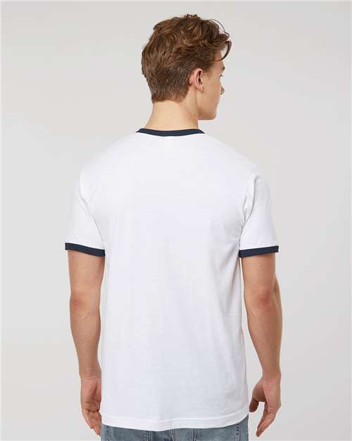 Unisex Fine Jersey Ringer T-Shirt - White/ Navy