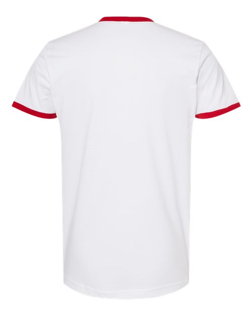 Unisex Fine Jersey Ringer T-Shirt - White/ Red