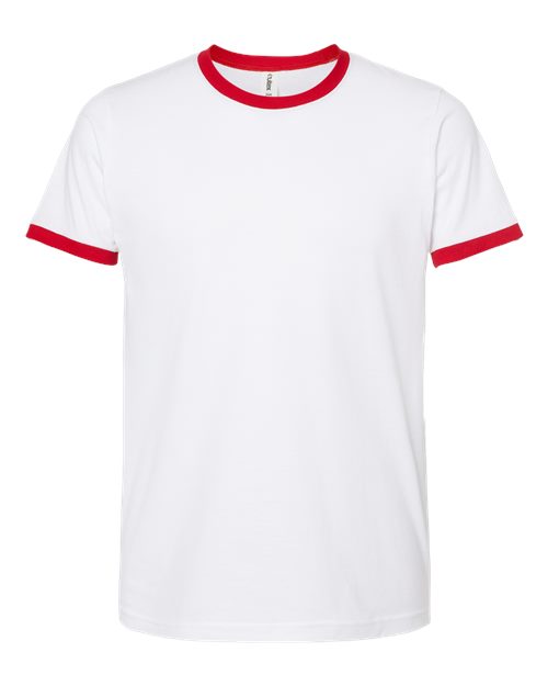 Unisex Fine Jersey Ringer T-Shirt - White/ Red