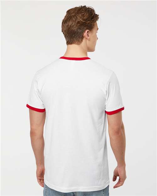 Unisex Fine Jersey Ringer T-Shirt - White/ Red