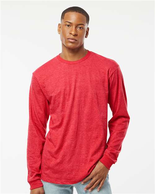 Unisex Heavyweight Jersey Long Sleeve T-Shirt - Heather Red