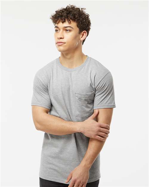 Unisex Heavyweight Jersey Pocket T-Shirt - Heather Grey