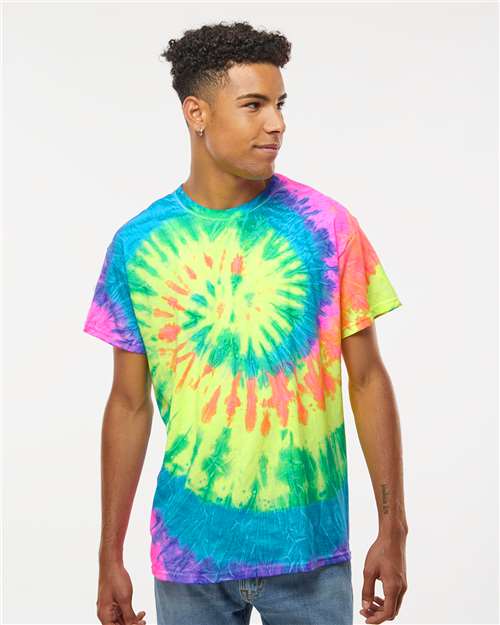 Unisex Multi-Color Tie-Dyed T-Shirt - Neon Rainbow