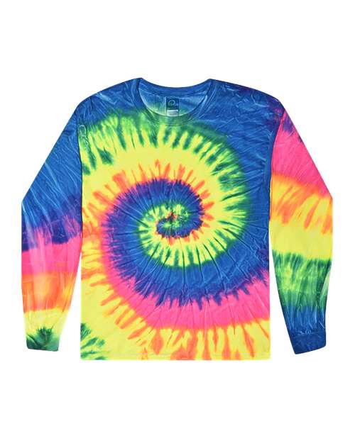 Unisex Tie-Dyed Long Sleeve T-Shirt - Neon Rainbow