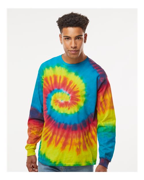 Unisex Tie-Dyed Long Sleeve T-Shirt - Reactive Rainbow