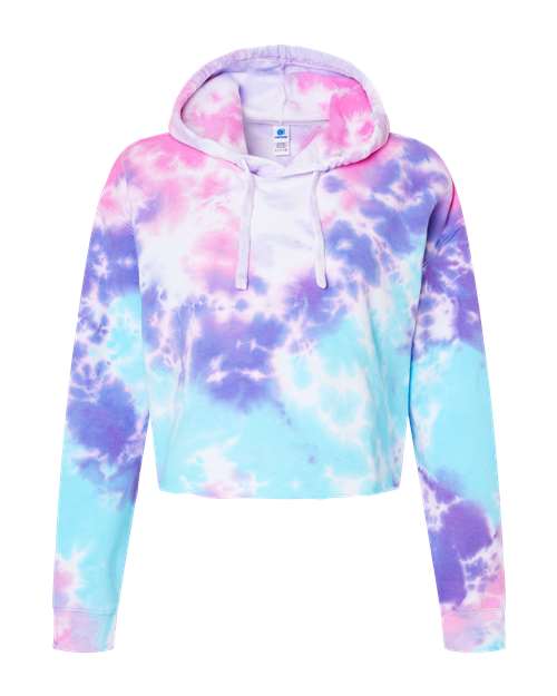 Women's Tie-Dyed Crop Hooded Sweatshirt - Cotton Candy