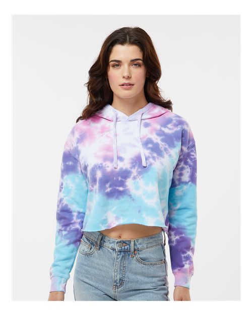 Women's Tie-Dyed Crop Hooded Sweatshirt - Cotton Candy