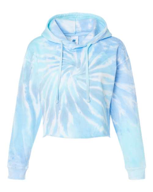 Women's Tie-Dyed Crop Hooded Sweatshirt - Lagoon