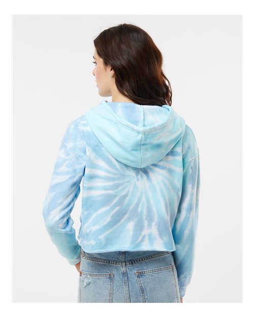 Women's Tie-Dyed Crop Hooded Sweatshirt - Lagoon