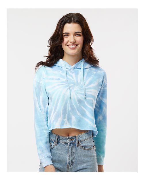 Women's Tie-Dyed Crop Hooded Sweatshirt - Lagoon