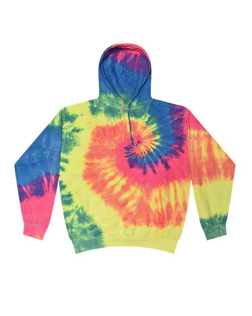 Unisex Tie-Dyed Hooded Sweatshirt - Neon Rainbow