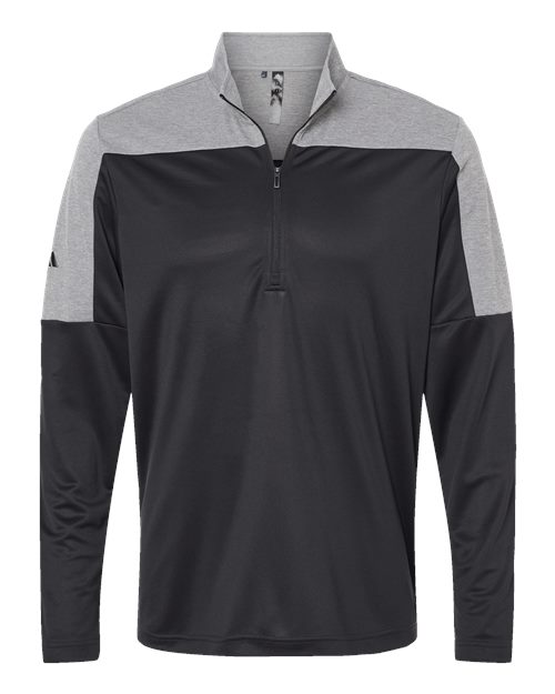 Men's Ultimate365 Lightweight Colorblocked Quarter-Zip Pullover - Black/ Grey Three Melange