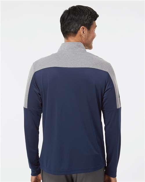 Men's Ultimate365 Lightweight Colorblocked Quarter-Zip Pullover - Collegiate Navy/ Grey Three Melange