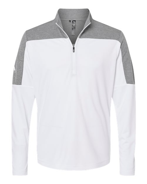Men's Ultimate365 Lightweight Colorblocked Quarter-Zip Pullover - White/ Grey Three Melange