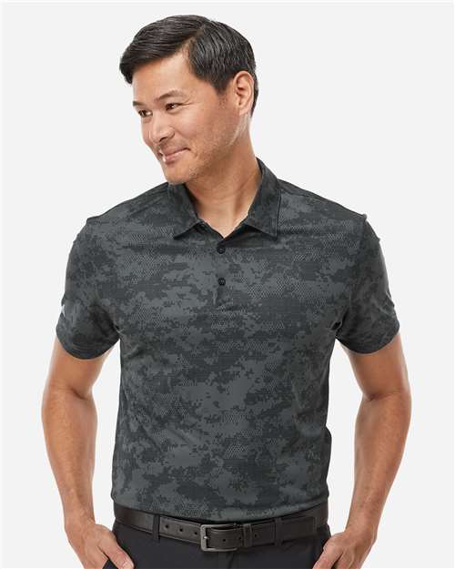 Men's All Over Camo Print Polo - Grey Six