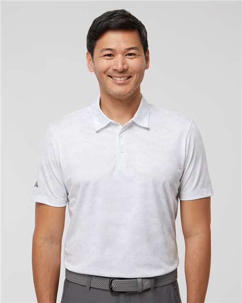 Men's All Over Camo Print Polo - White