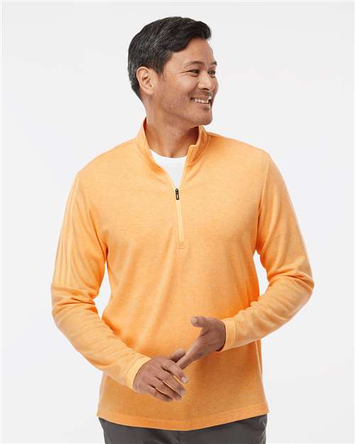 Men's 3-Stripes Quarter-Zip Sweater Pullover - Acid Orange Melange