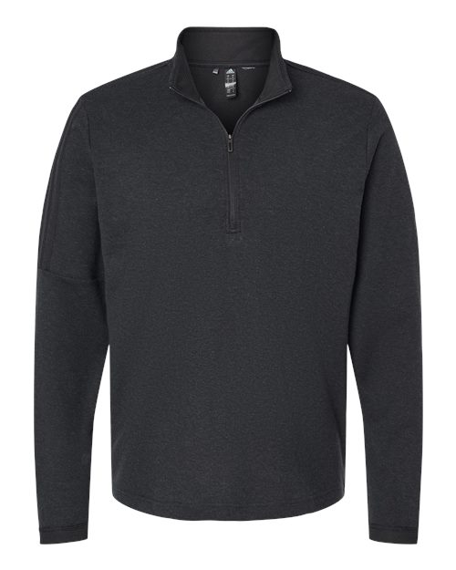 Men's 3-Stripes Quarter-Zip Sweater Pullover - Black Melange