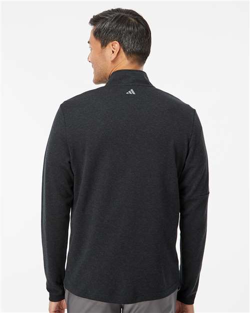 Men's 3-Stripes Quarter-Zip Sweater Pullover - Black Melange
