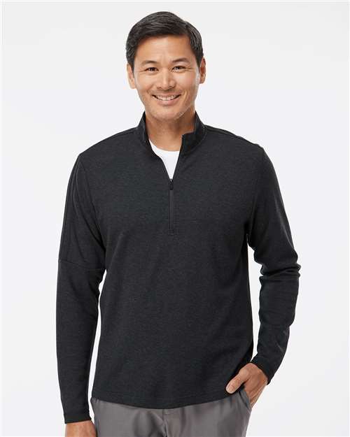 Men's 3-Stripes Quarter-Zip Sweater Pullover - Black Melange