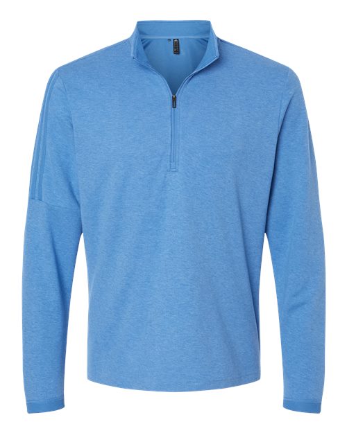 Men's 3-Stripes Quarter-Zip Sweater Pullover - Focus Blue Melange