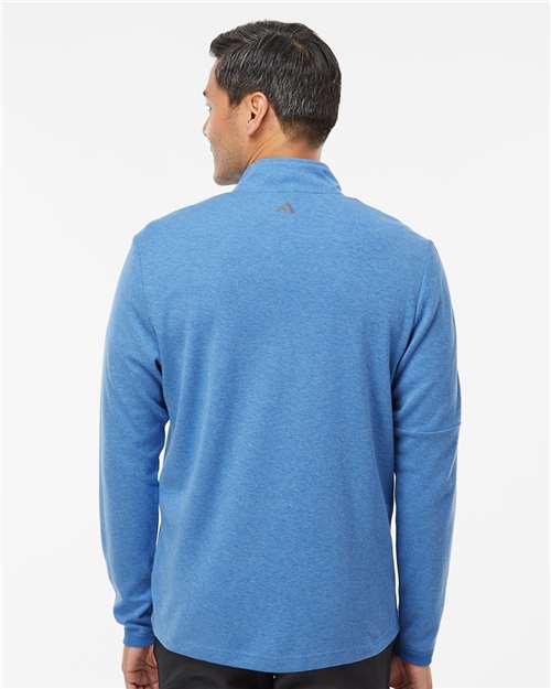 Men's 3-Stripes Quarter-Zip Sweater Pullover - Focus Blue Melange