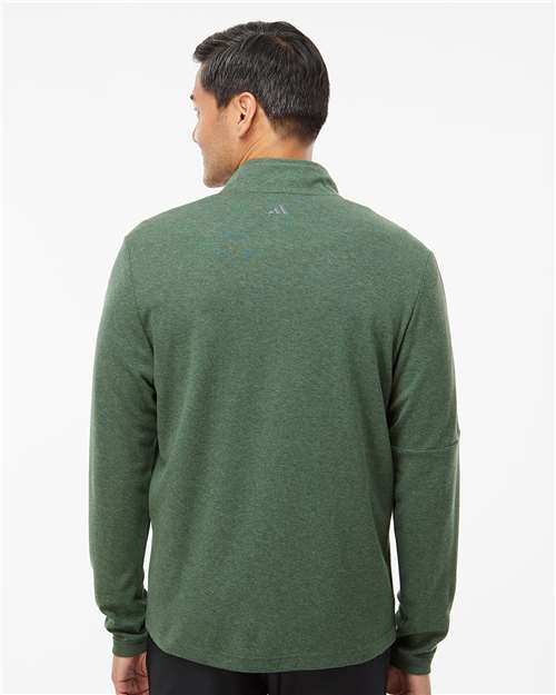 Men's 3-Stripes Quarter-Zip Sweater Pullover - Green Oxide Melange