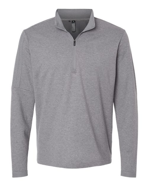 Men's 3-Stripes Quarter-Zip Sweater Pullover - Grey Three Melange