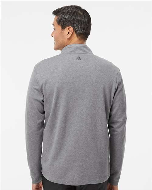 Men's 3-Stripes Quarter-Zip Sweater Pullover - Grey Three Melange