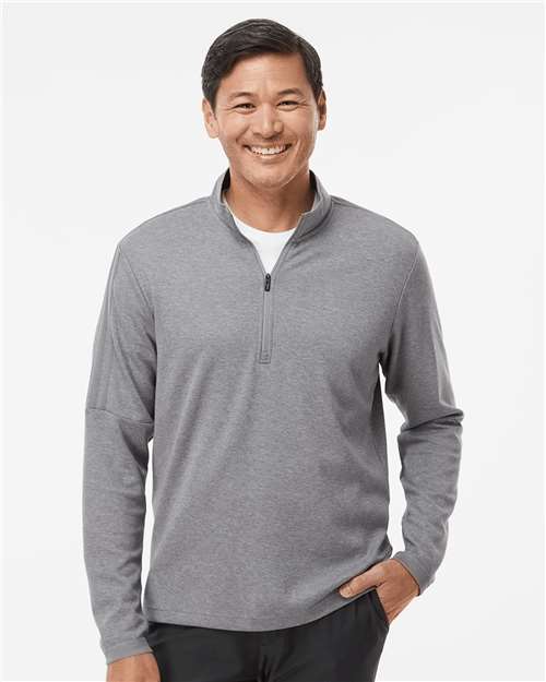 Men's 3-Stripes Quarter-Zip Sweater Pullover - Grey Three Melange