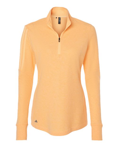 Women's 3-Stripes Quarter-Zip Sweater Pullover - Acid Orange Melange