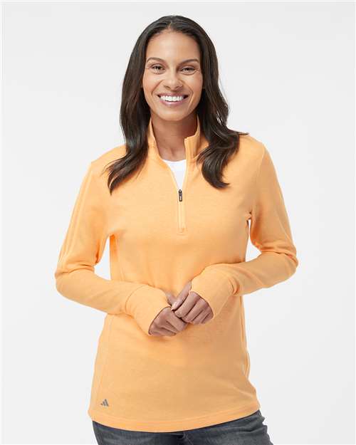 Women's 3-Stripes Quarter-Zip Sweater Pullover - Acid Orange Melange