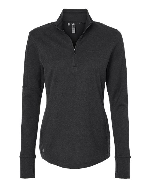 Women's 3-Stripes Quarter-Zip Sweater Pullover - Black Melange