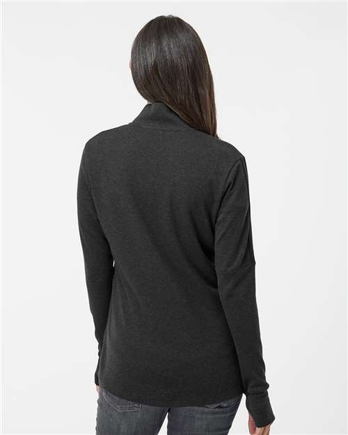 Women's 3-Stripes Quarter-Zip Sweater Pullover - Black Melange