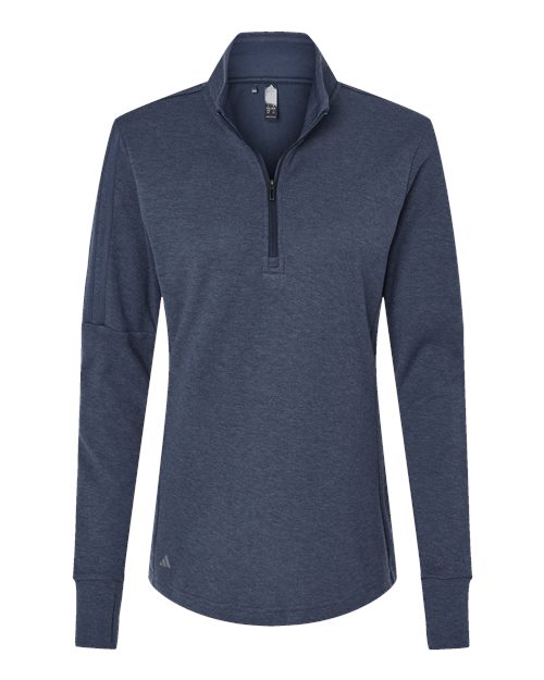 Women's 3-Stripes Quarter-Zip Sweater Pullover - Collegiate Navy Melange