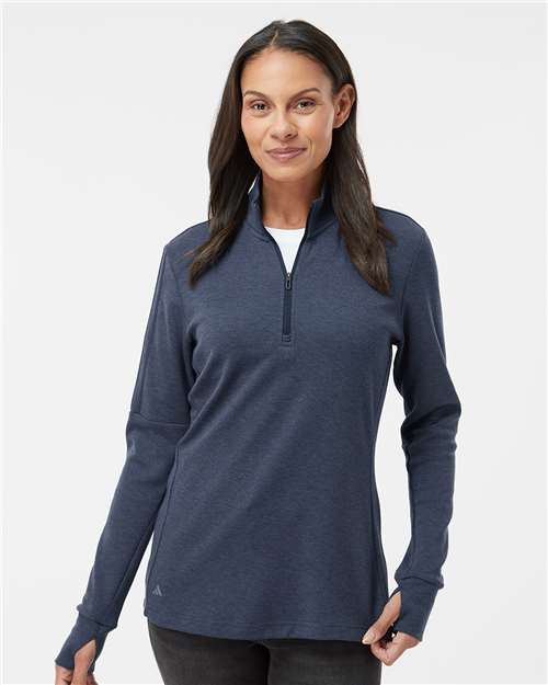 Women's 3-Stripes Quarter-Zip Sweater Pullover - Collegiate Navy Melange