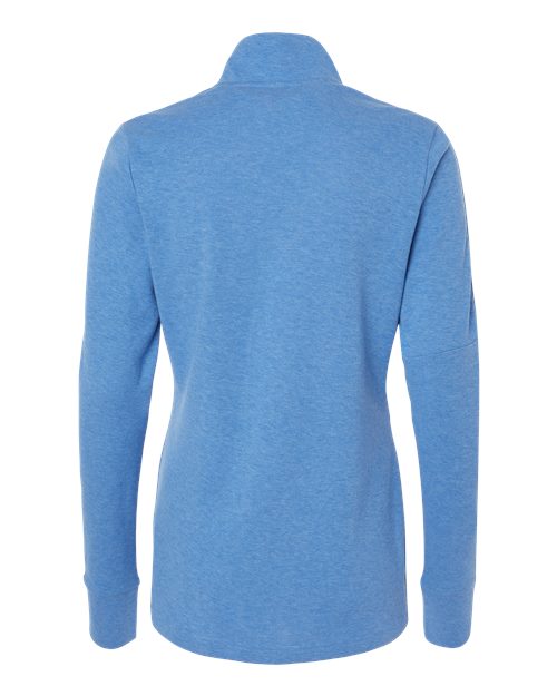 Women's 3-Stripes Quarter-Zip Sweater Pullover - Focus Blue Melange